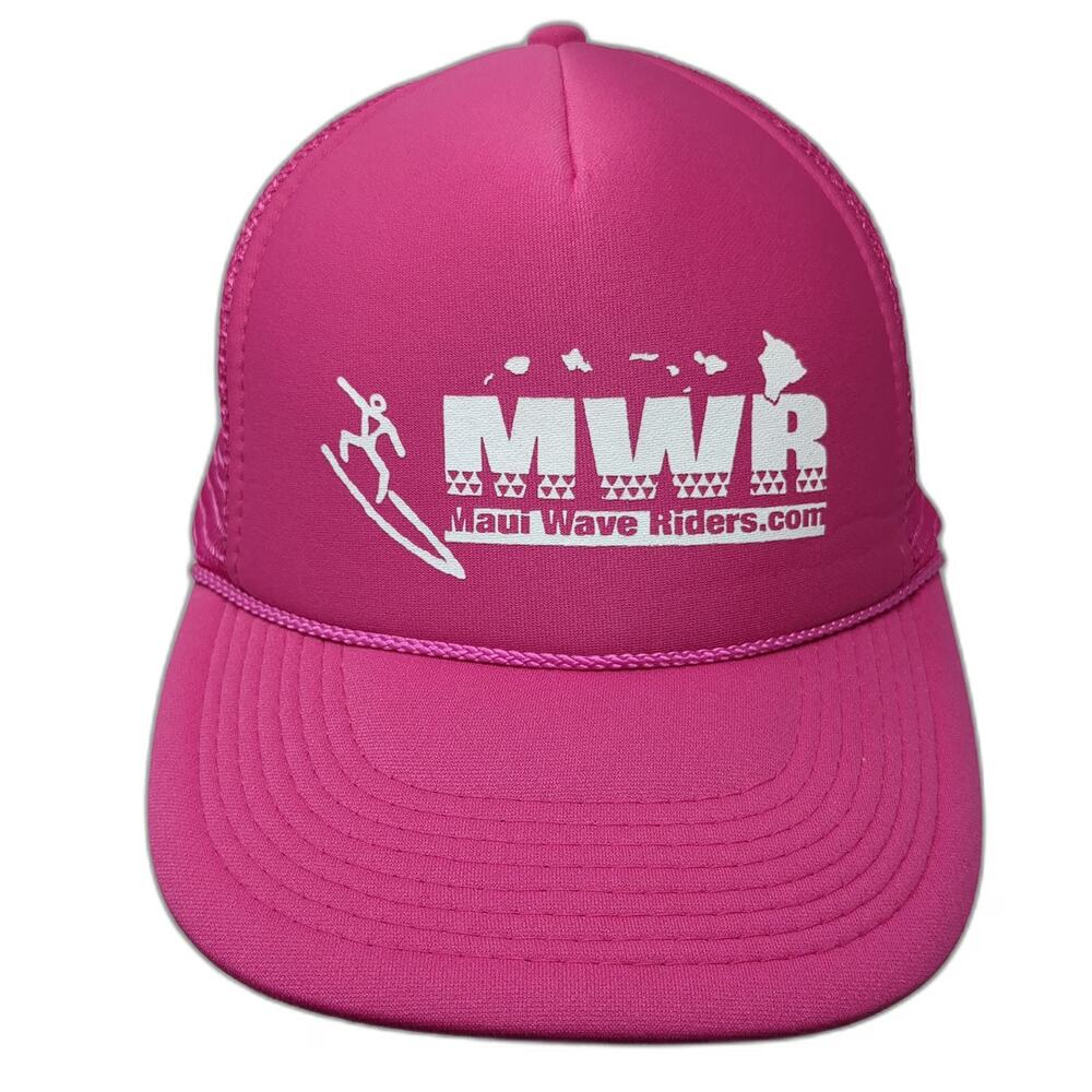 Otto Trucker Hat Pink One Size MWR Maui Wave Riders Surfing Mesh Snapback Hawaii